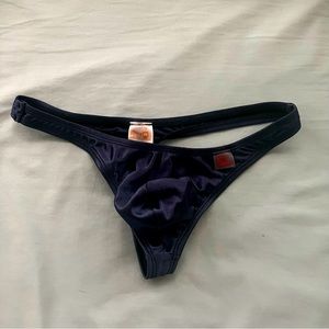 Petitq blue satin thong size small